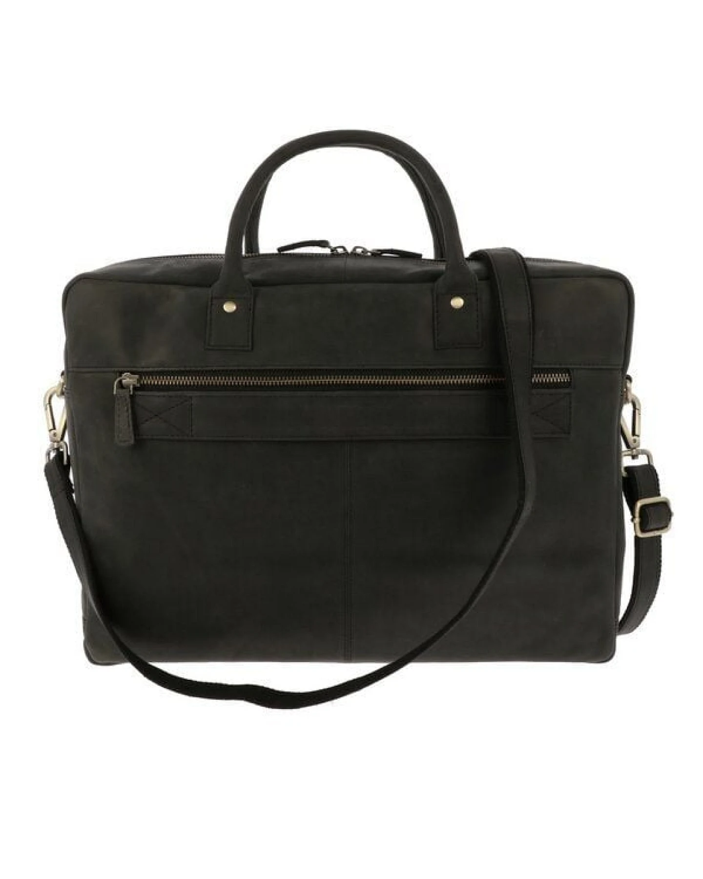 MoreThanHip Geräumige Laptoptasche 15,6" aus mattem Vintage-Öko-Leder - Huckleberry braun oder schwarz – Ansicht 3