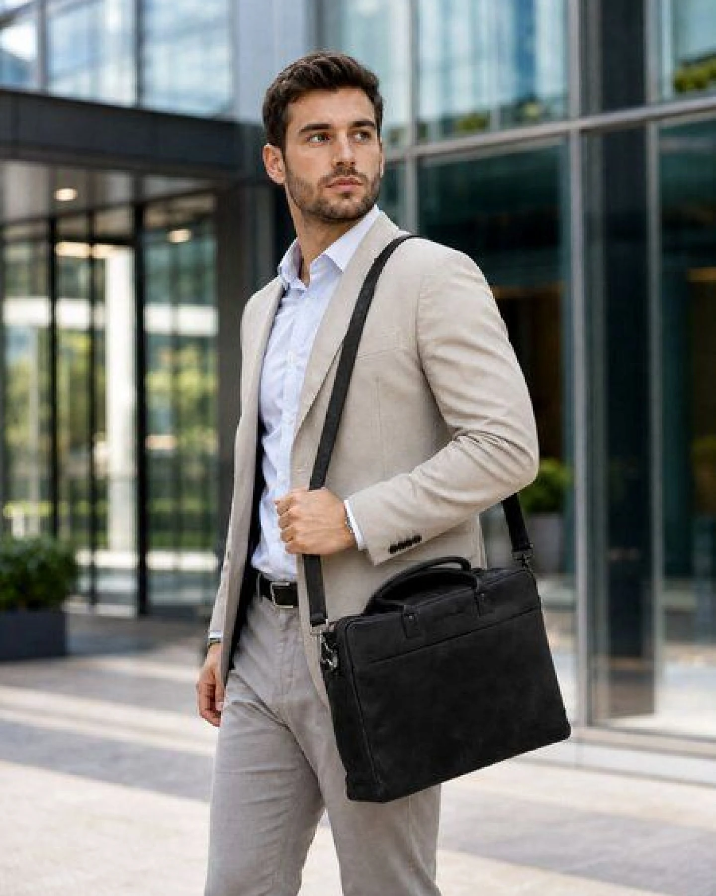 MoreThanHip Geräumige Laptoptasche 15,6" aus mattem Vintage-Öko-Leder - Huckleberry braun oder schwarz – Ansicht 2