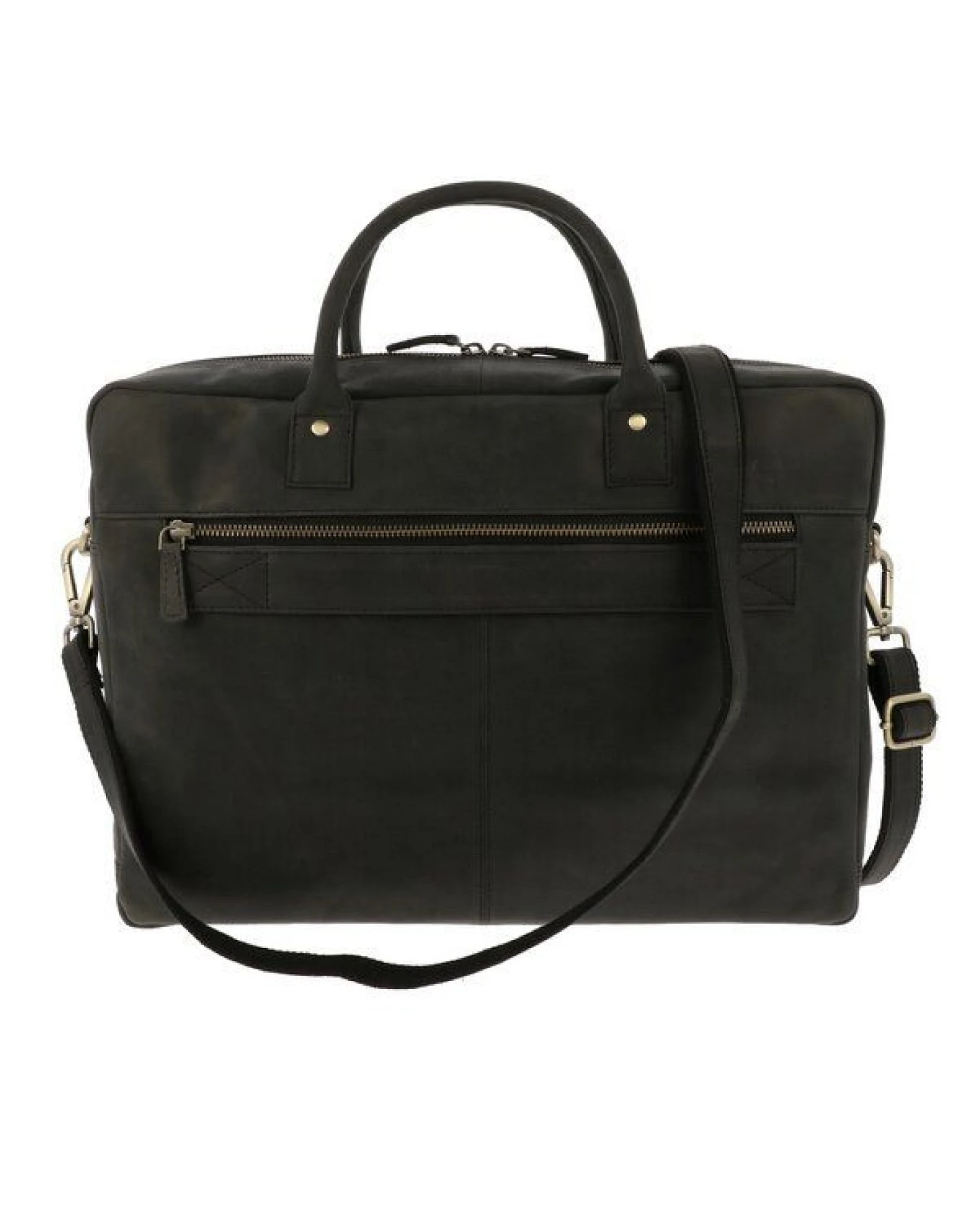MoreThanHip Geräumige Laptoptasche 15,6" aus mattem Vintage-Öko-Leder - Huckleberry braun oder schwarz – Ansicht 3