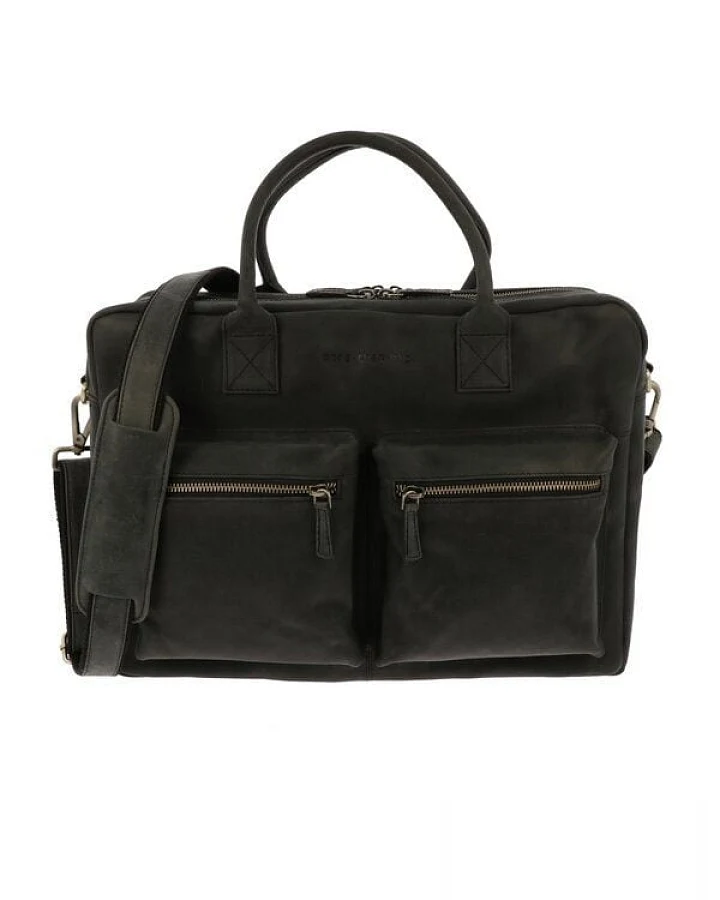MoreThanHip Große Arbeitstasche mit 15,6"-Laptopfach aus mattem Vintage-Öko-Leder - Sycamore - braun oder schwarz