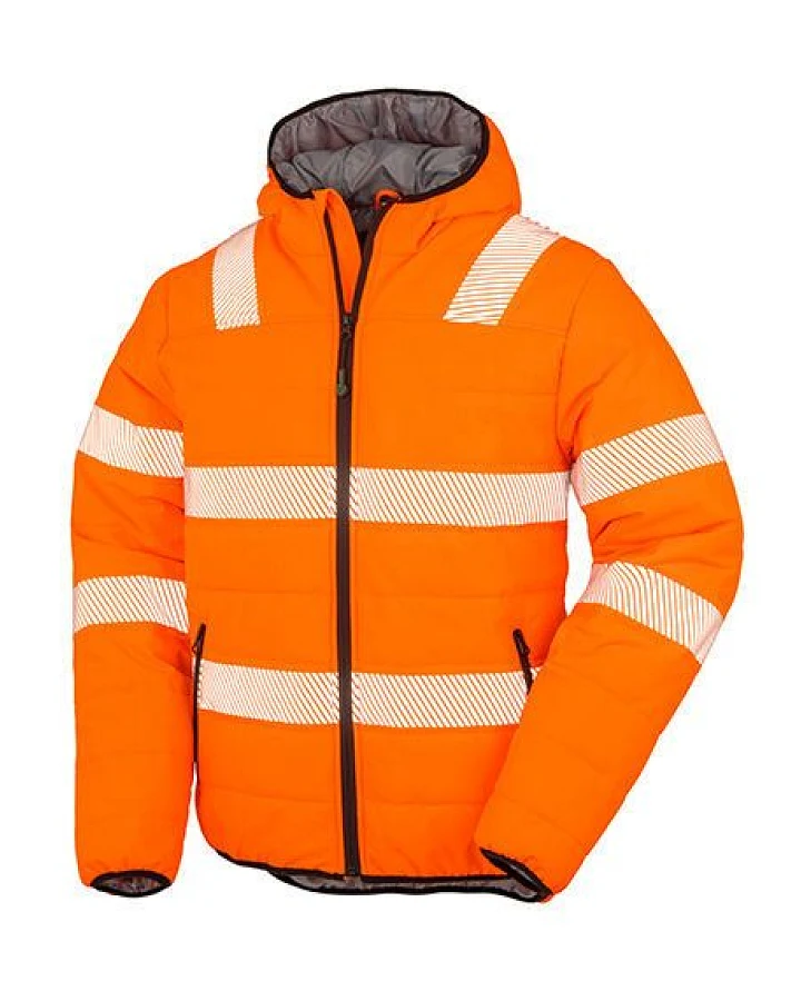 Result Genuine Recycled Safety Workwear HiViz Gefütterte Sicherheitsjacke Recycelt Warnschutz Regen- und Windjacken