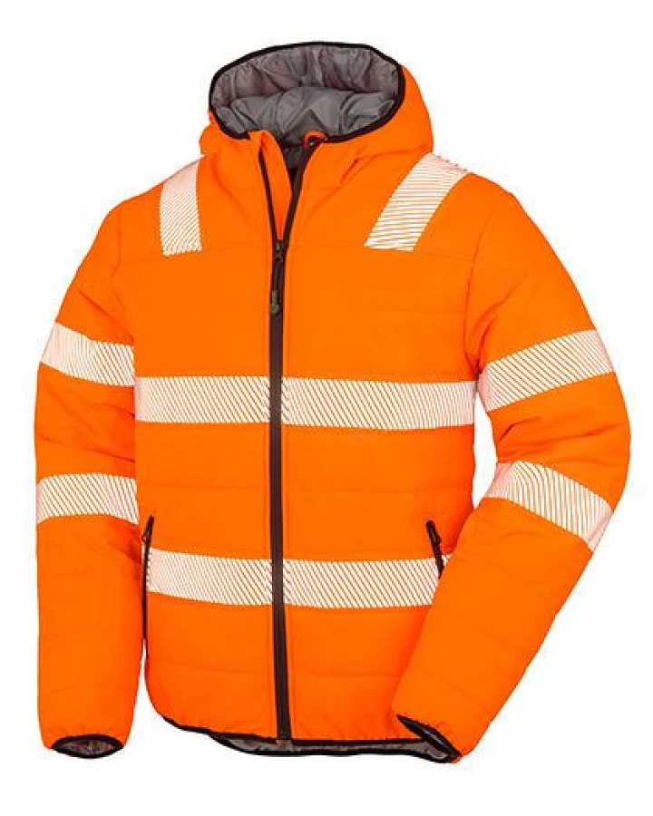 Result Genuine Recycled Safety Workwear HiViz Gefütterte Sicherheitsjacke Recycelt Warnschutz Regen- und Windjacken