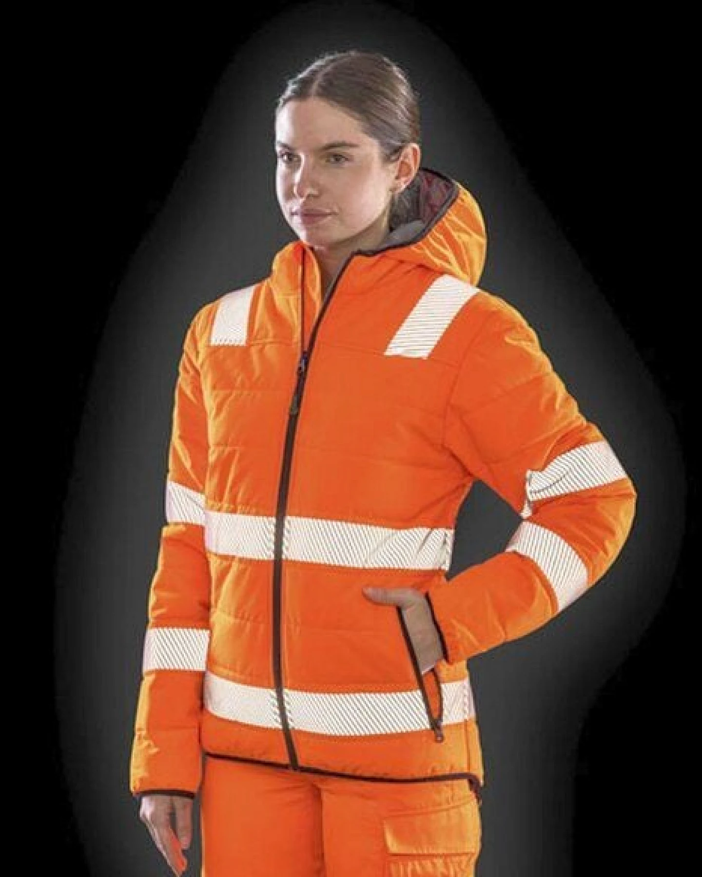 Result Genuine Recycled Safety Workwear HiViz Gefütterte Sicherheitsjacke Recycelt Warnschutz Regen- und Windjacken – Ansicht 2