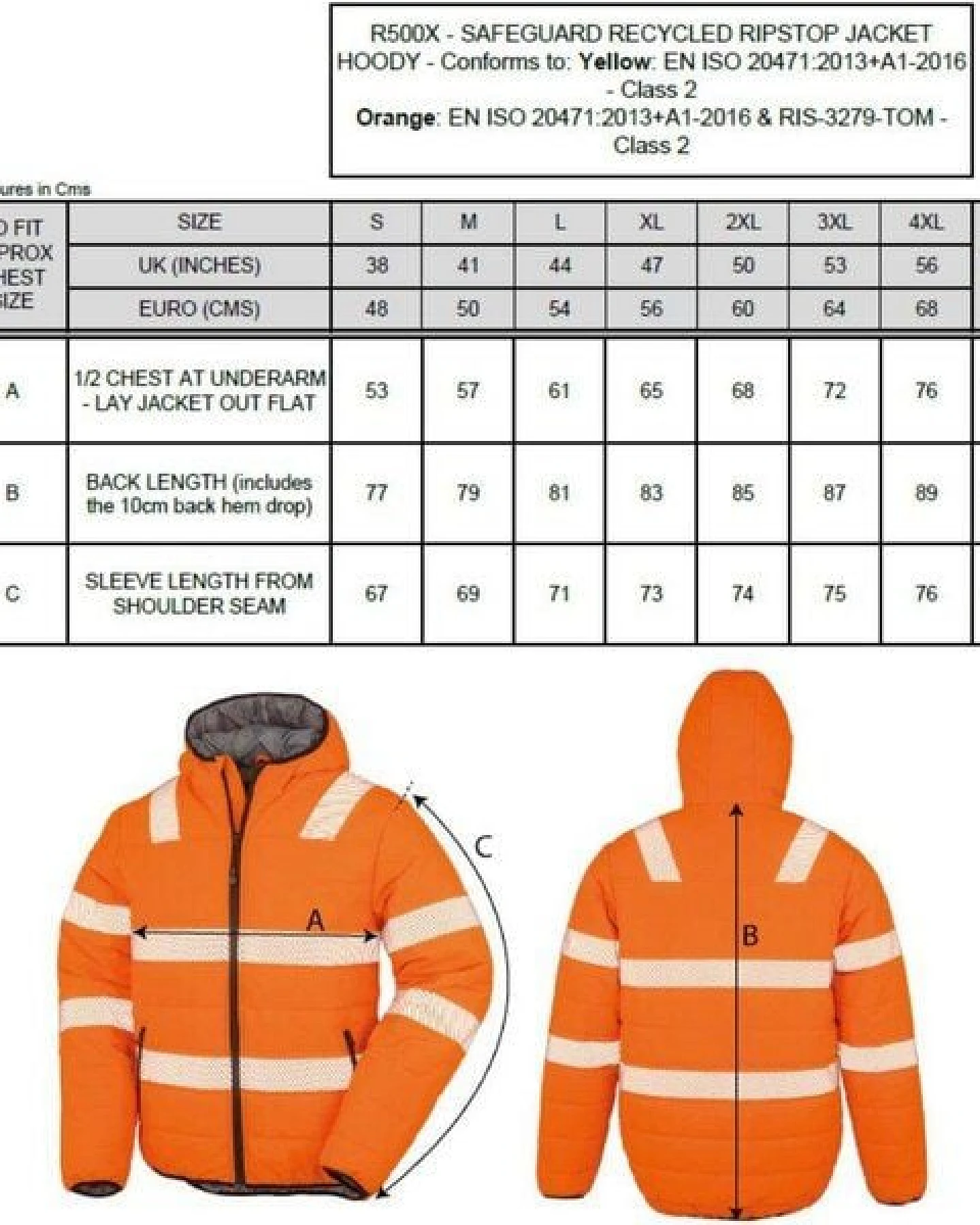 Result Genuine Recycled Safety Workwear HiViz Gefütterte Sicherheitsjacke Recycelt Warnschutz Regen- und Windjacken – Ansicht 3