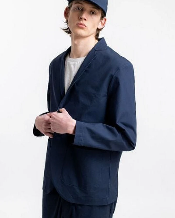 Rotholz Workwear Blazer aus Bio Ripstop Blau