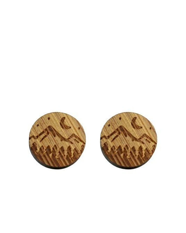 GARY MASH Runde Holz-Ohrstecker mit Motiv