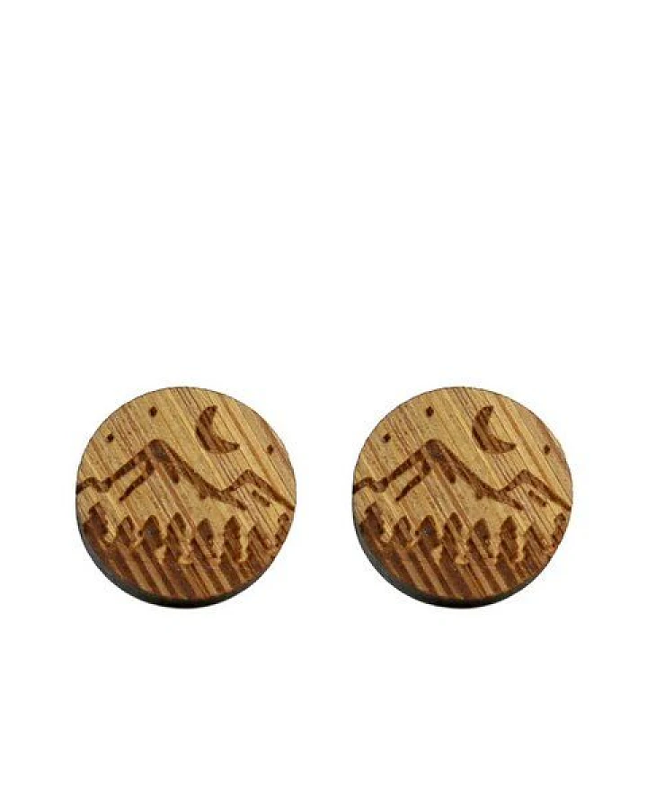 GARY MASH Runde Holz-Ohrstecker mit Motiv
