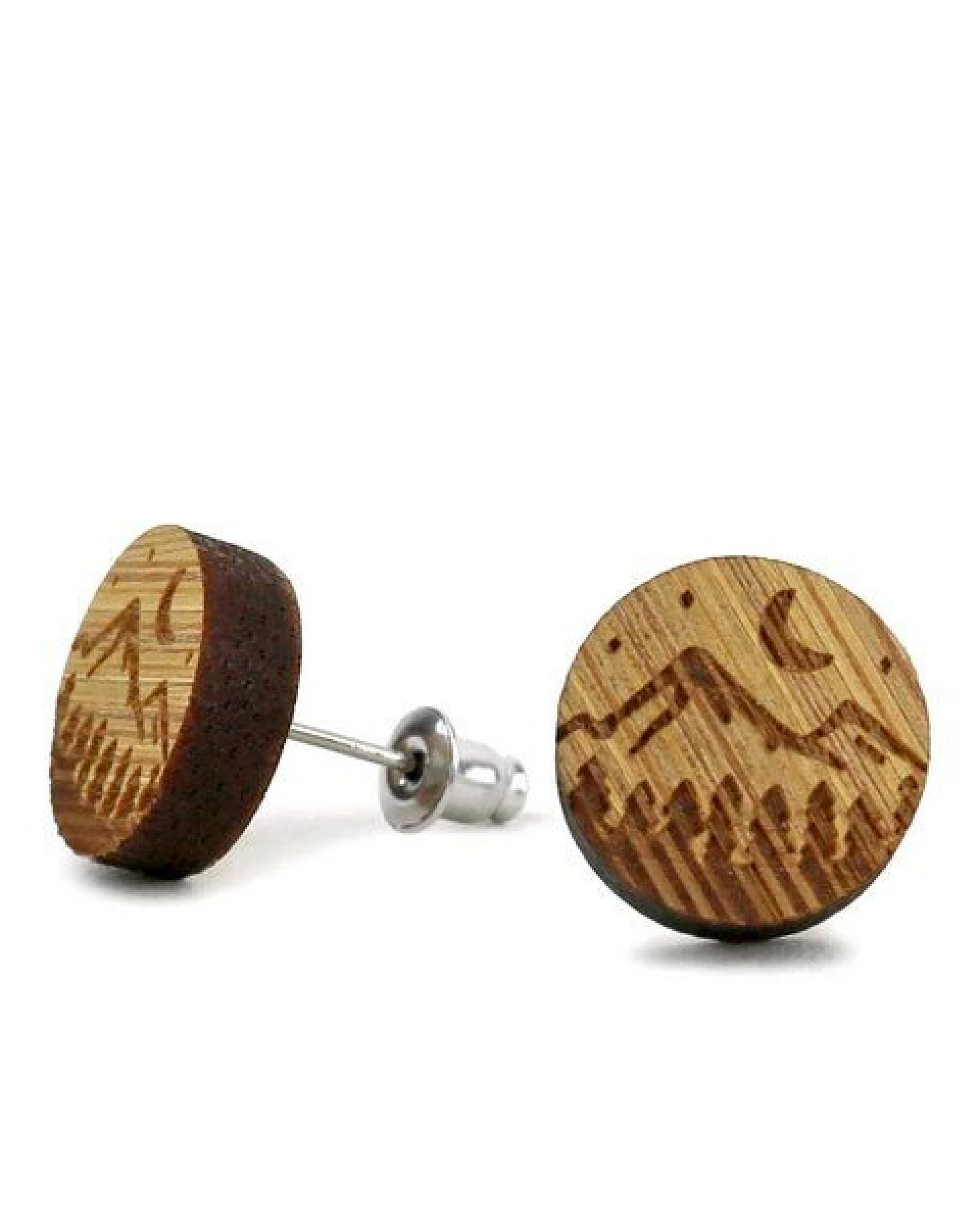 GARY MASH Runde Holz-Ohrstecker mit Motiv – Ansicht 2