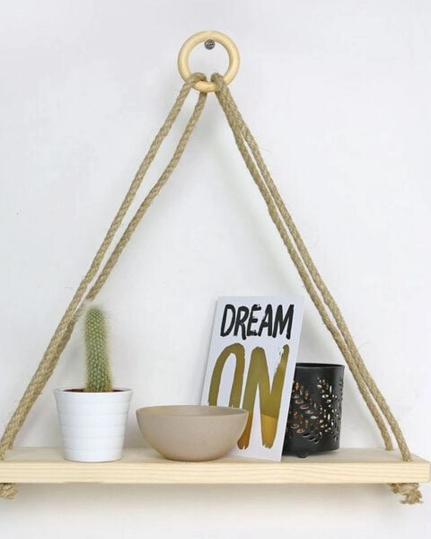 GARY MASH Wandregal Triangle mit Baumwollkordel – Ansicht 3