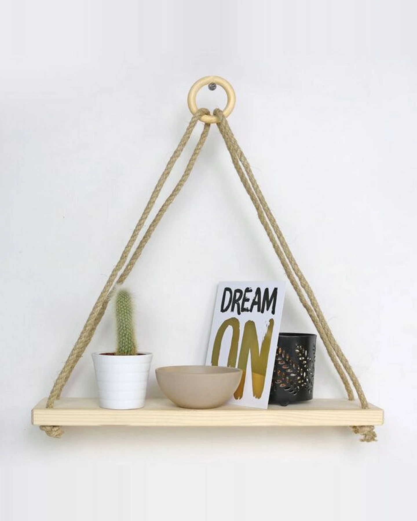 GARY MASH Wandregal Triangle mit Baumwollkordel – Ansicht 3
