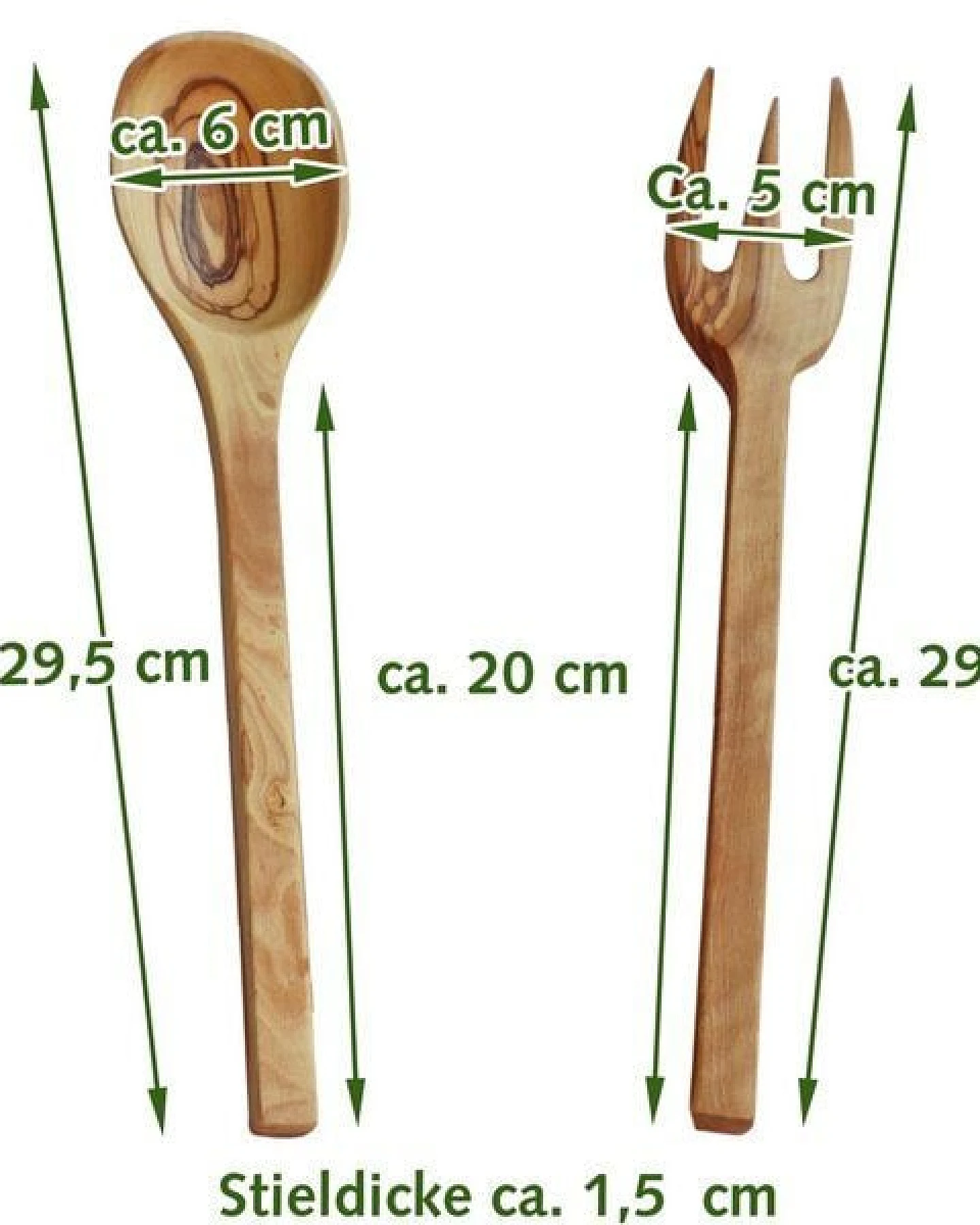 NATUREHOME Salatbesteck 2tlg. Olivenholz Rustikal 30 cm – Ansicht 4