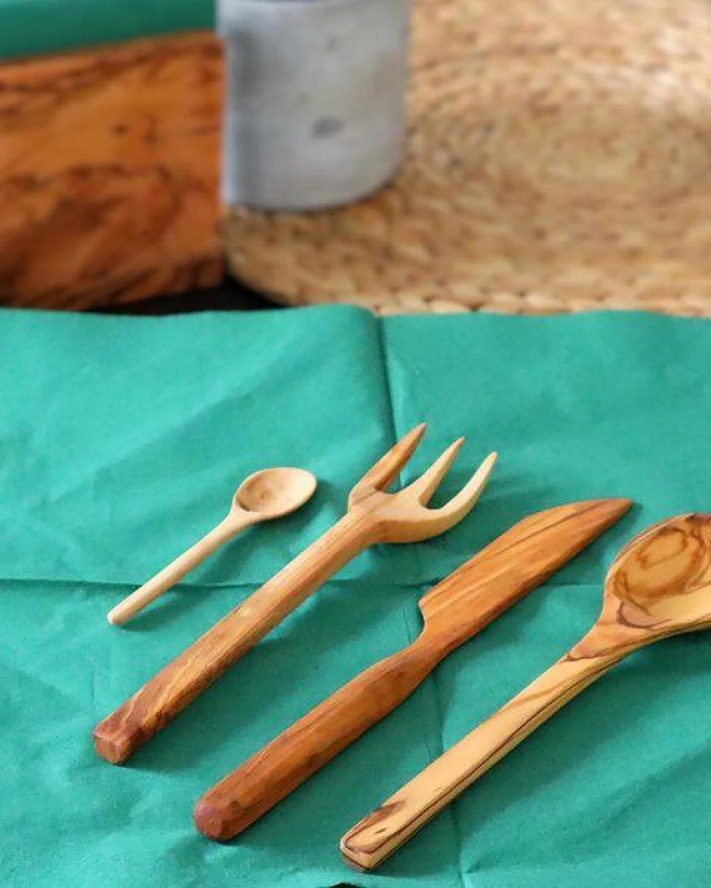 NATUREHOME Besteckset Tafelbesteck aus Olivenholz Handarbeit Mediterran – Ansicht 2