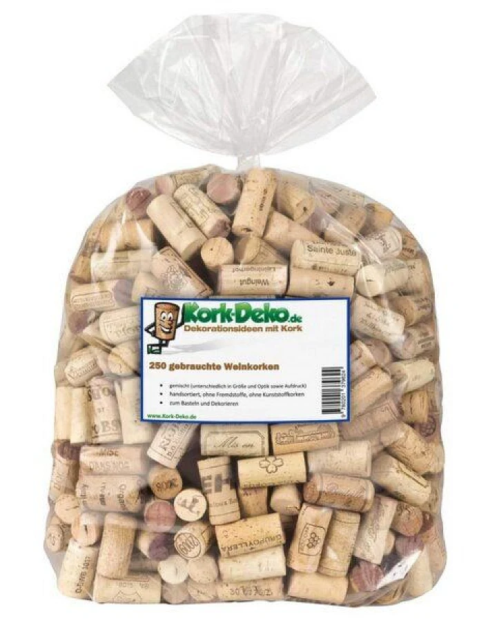 Kork-Deko 250 gebrauchte Weinkorken, Flaschenkorken, Kork, zum Basteln und Deko