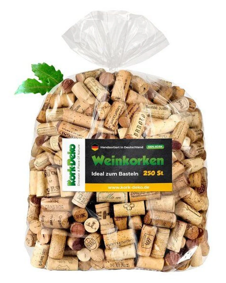 Kork-Deko 250 gebrauchte Weinkorken, Flaschenkorken, Kork, zum Basteln und Deko