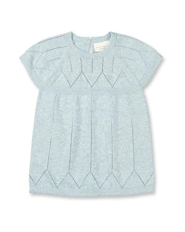 sense-organics Sommerliches Baby Strickkleid Orla in graublau von Sense Organics GOTS