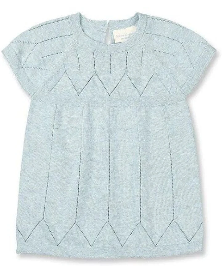 sense-organics Sommerliches Baby Strickkleid Orla in graublau von Sense Organics GOTS