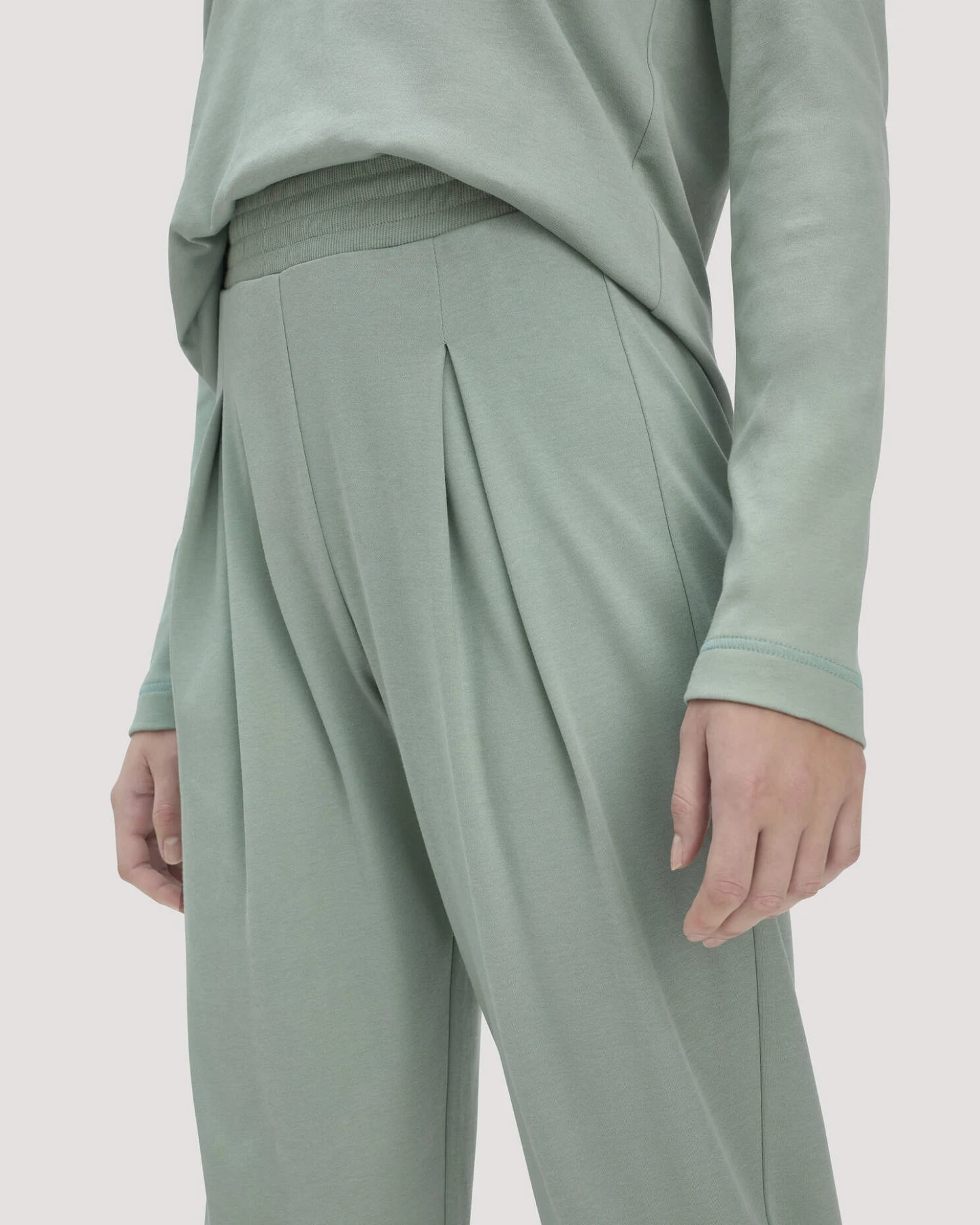 hessnatur Damen Pyjama PURE COTTON aus Bio-Baumwolle - grün - Größe 36 – Ansicht 2