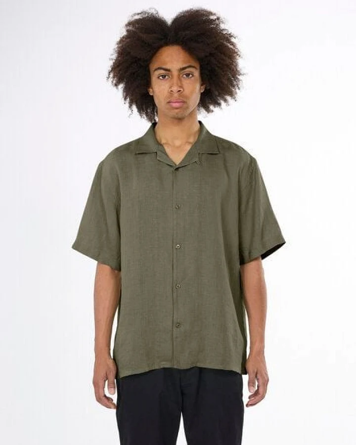KnowledgeCotton Apparel Leinenhemd Box Fit - Short Sleeve - aus Bio-Leinen