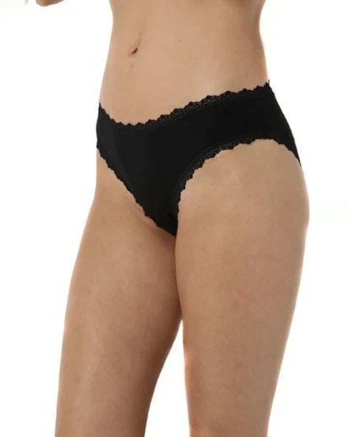 Bruno Barella Damen Slips mit Spitze aus Micromodal in Schwarz