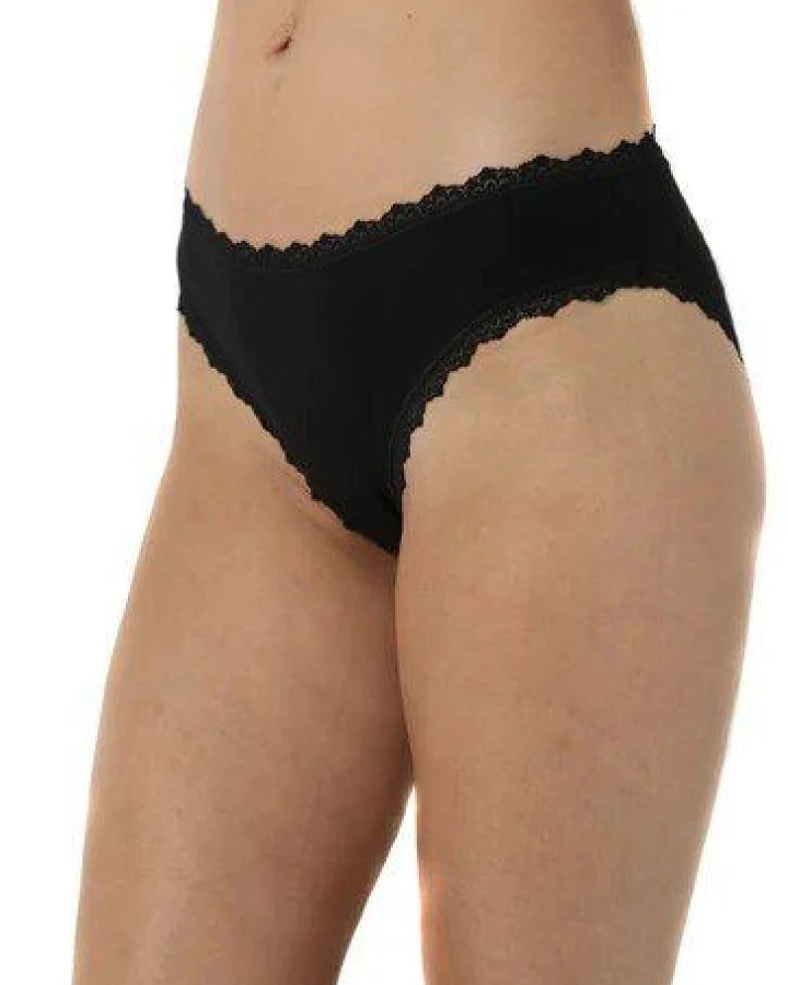 Bruno Barella Damen Slips mit Spitze aus Micromodal in Schwarz