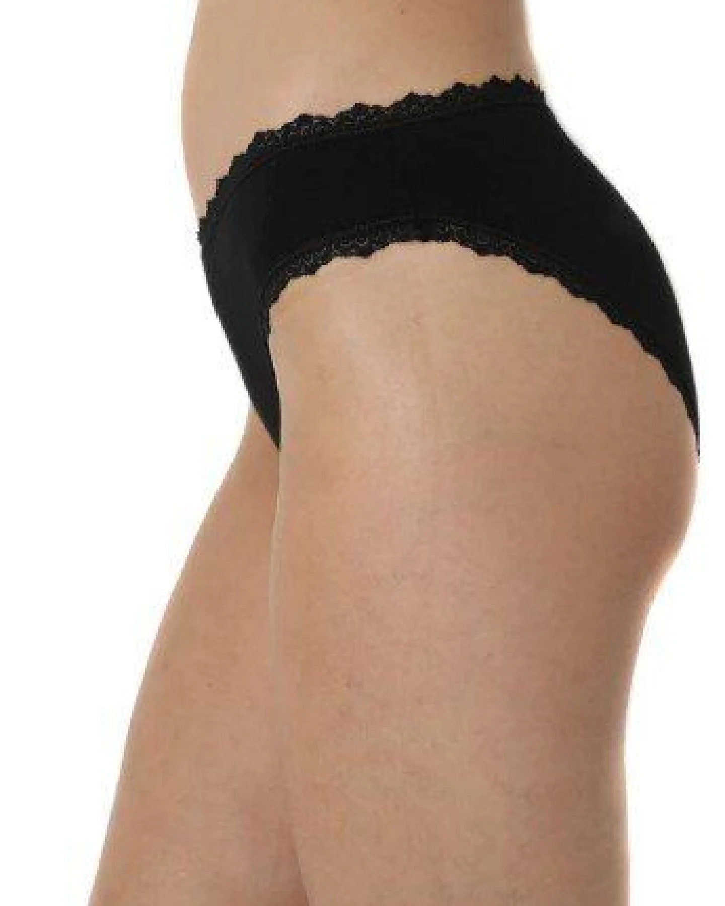 Bruno Barella Damen Slips mit Spitze aus Micromodal in Schwarz – Ansicht 2