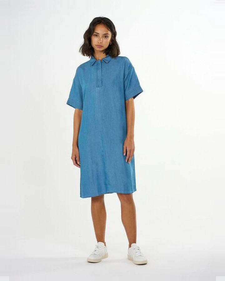 KnowledgeCotton Apparel Jeans Kleid - A-Shape Denim Dress - aus Tencel