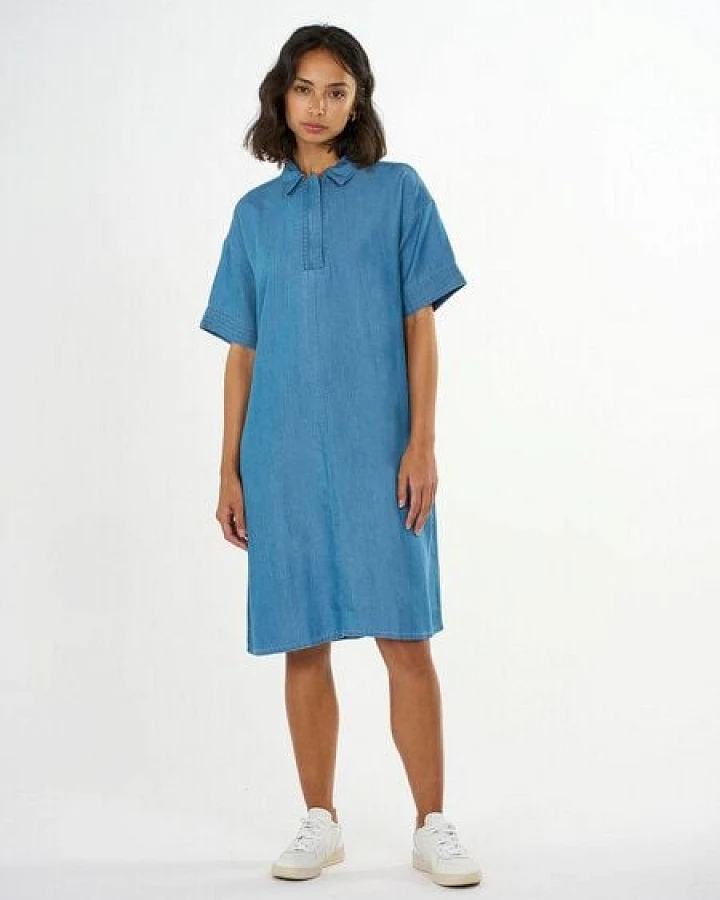 KnowledgeCotton Apparel Jeans Kleid - A-Shape Denim Dress - aus Tencel