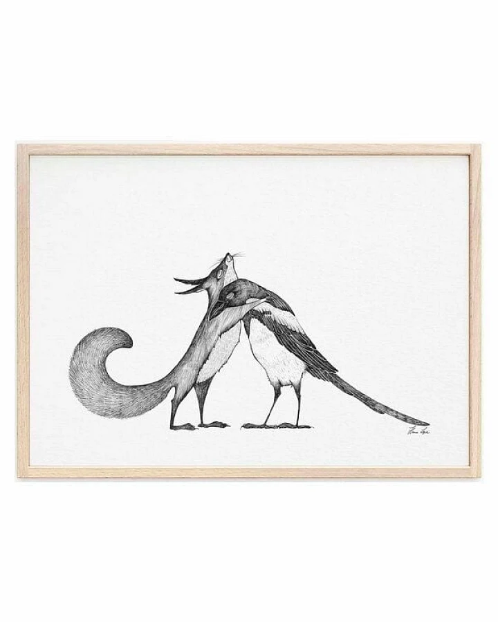 Kunstdruck »Eichhörnchen und Elster« von LIGARTI