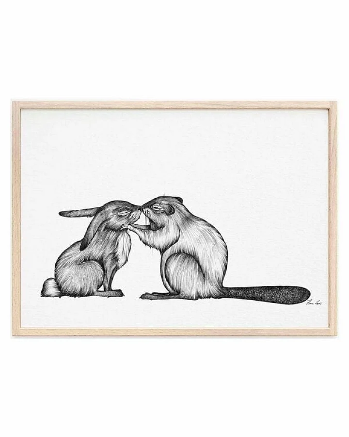 Kunstdruck »Kaninchen und Biber« von LIGARTI