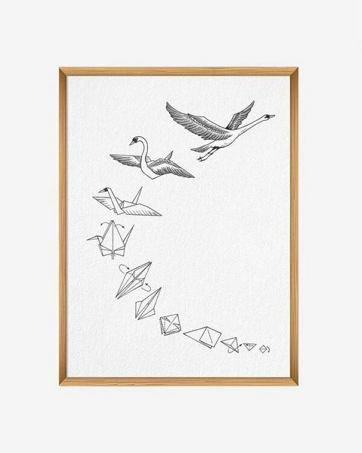 Kunstdruck »Origami Schwan« von LIGARTI