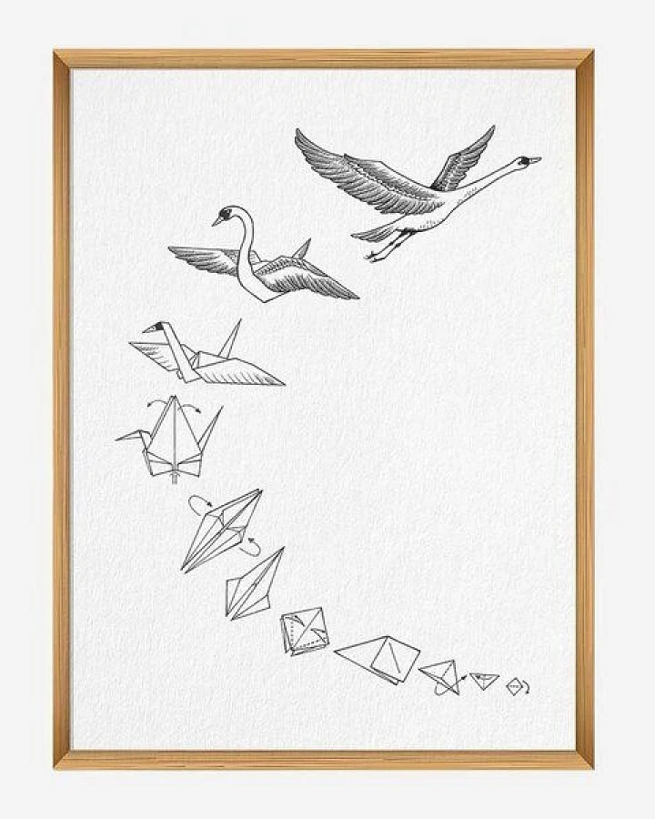 Kunstdruck »Origami Schwan« von LIGARTI