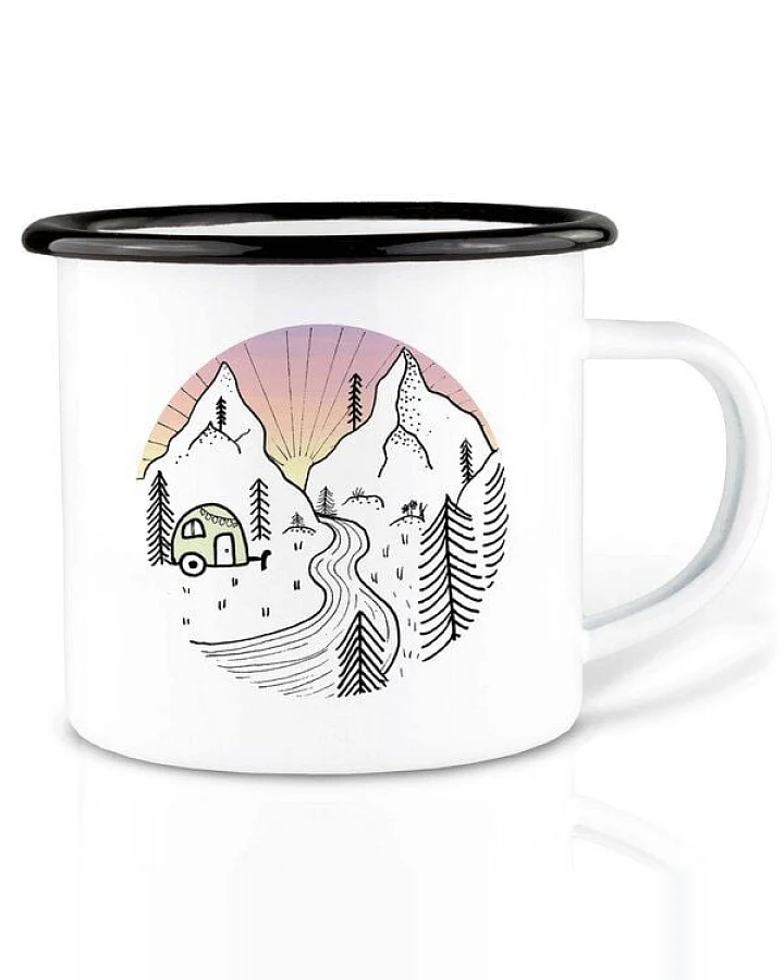 Emailletasse »Camping Day and Night« von LIGARTI