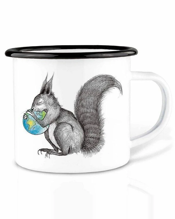Emailletasse »Eichhörnchen Welt« von LIGARTI