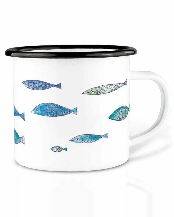 Emailletasse »Fischschwarm« von LIGARTI