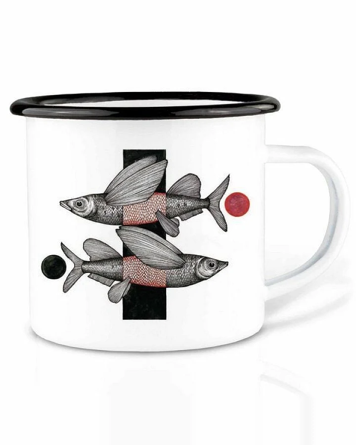 Emailletasse »Fliegende Fische« von LIGARTI