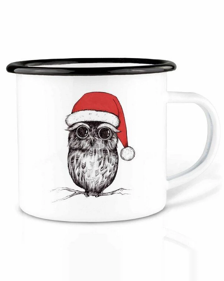 Emailletasse »Weihnachtseule« von LIGARTI