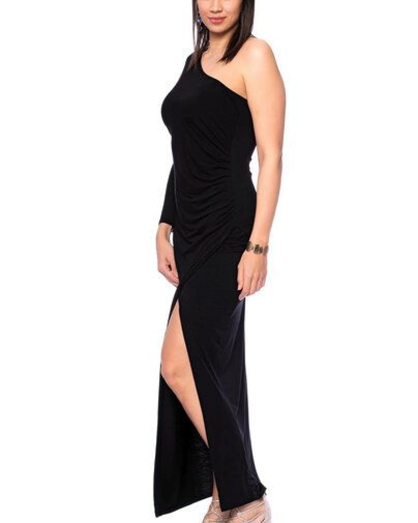 Ingoria COSIMA One-Shoulder Langarm Abendkleid mit seitlicher Raffung – Ansicht 3