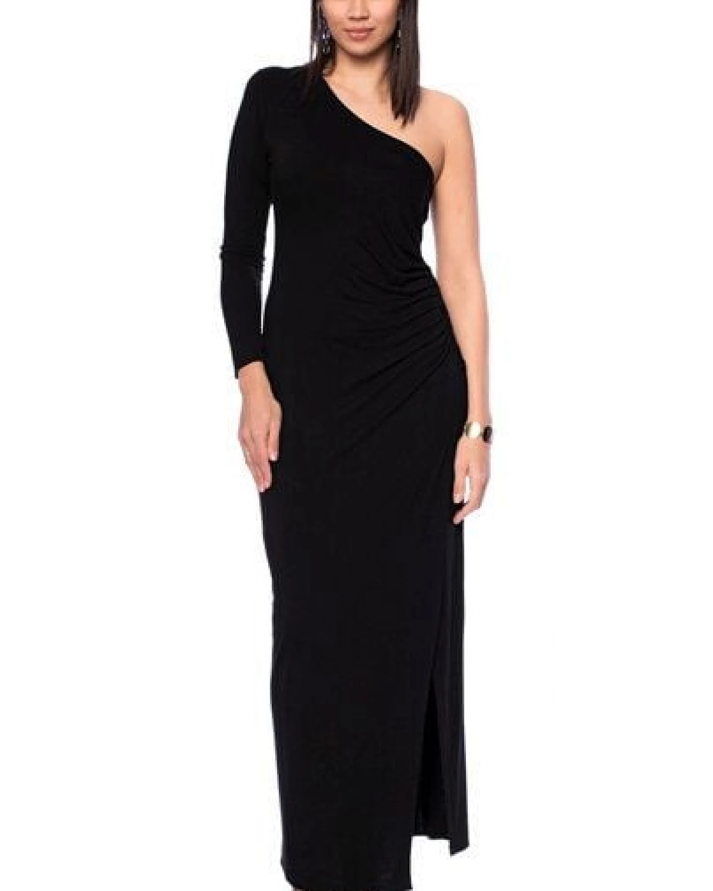 Ingoria COSIMA One-Shoulder Langarm Abendkleid mit seitlicher Raffung – Ansicht 4