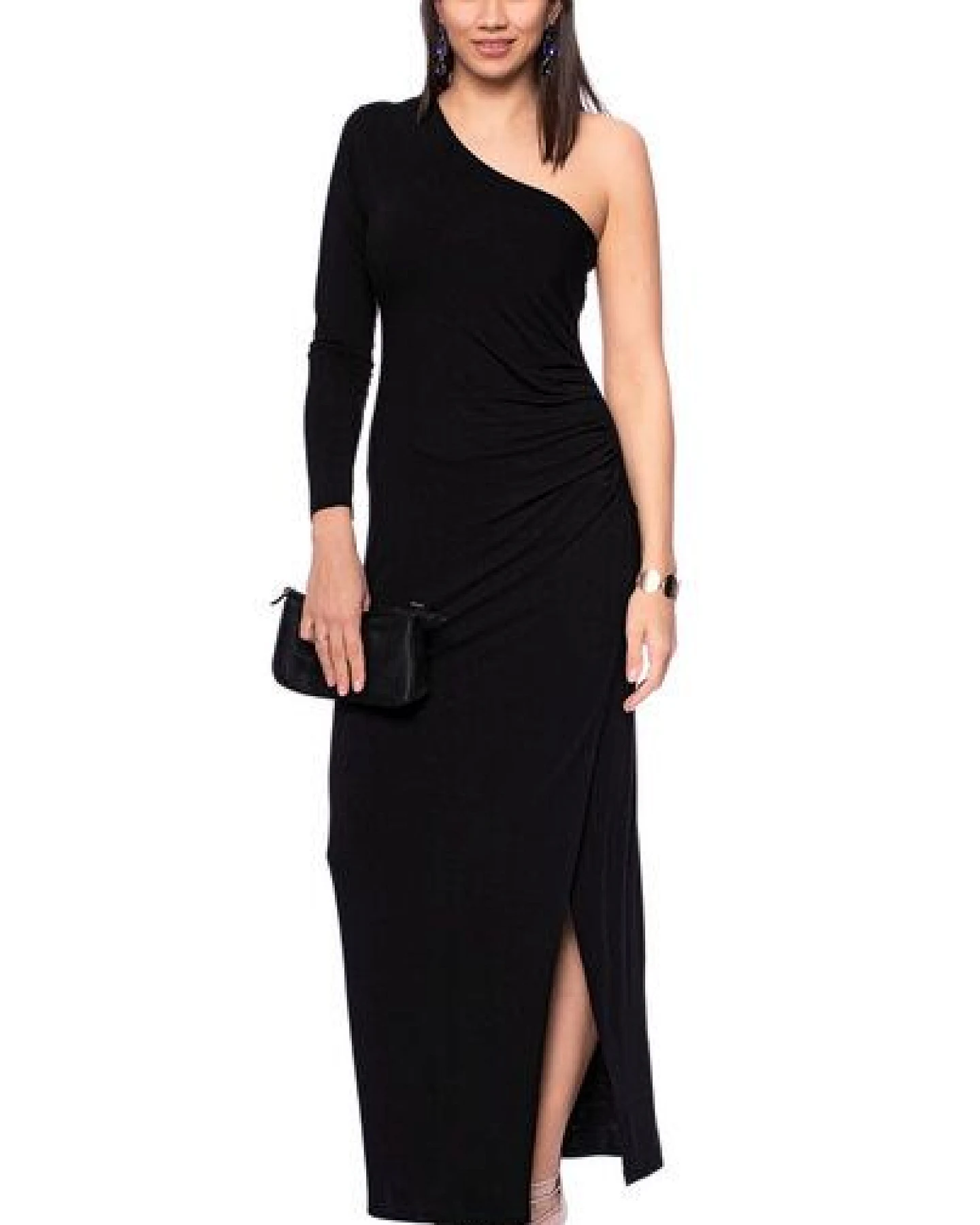 Ingoria COSIMA One-Shoulder Langarm Abendkleid mit seitlicher Raffung – Ansicht 2