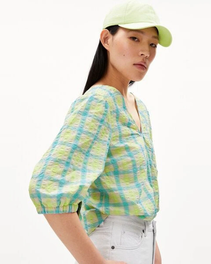 ARMEDANGELS KINAA SEERSUCKER - Damen Bluse Relaxed Fit aus Bio-Baumwolle