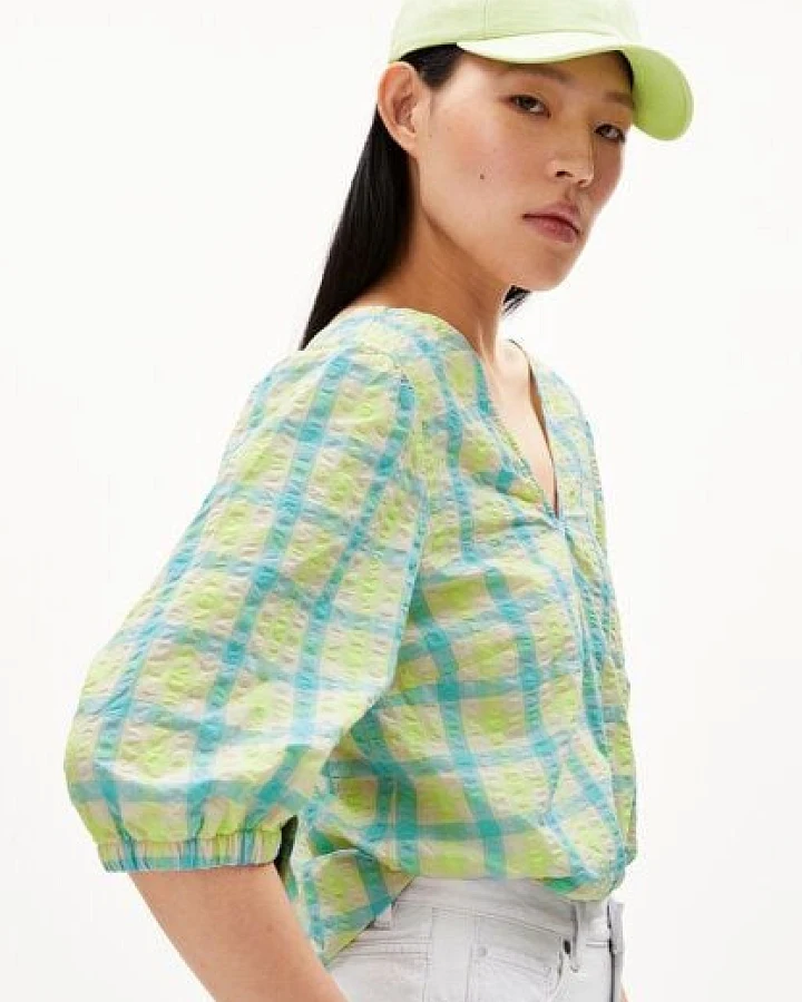 ARMEDANGELS KINAA SEERSUCKER - Damen Bluse Relaxed Fit aus Bio-Baumwolle