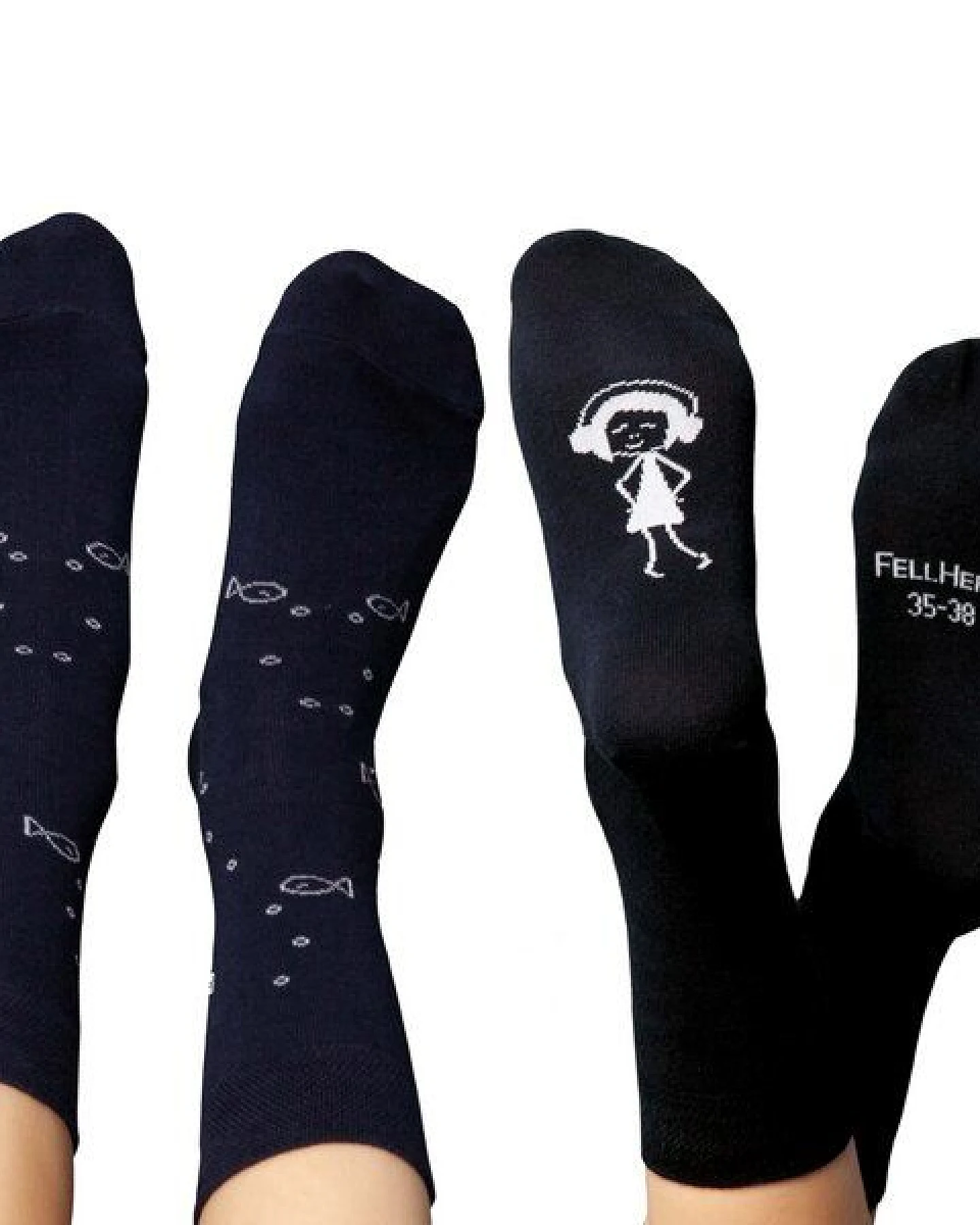 FellHerz 6er Pack Socken mit Biobaumwolle Anker dunkelblau und schwarz – Ansicht 2