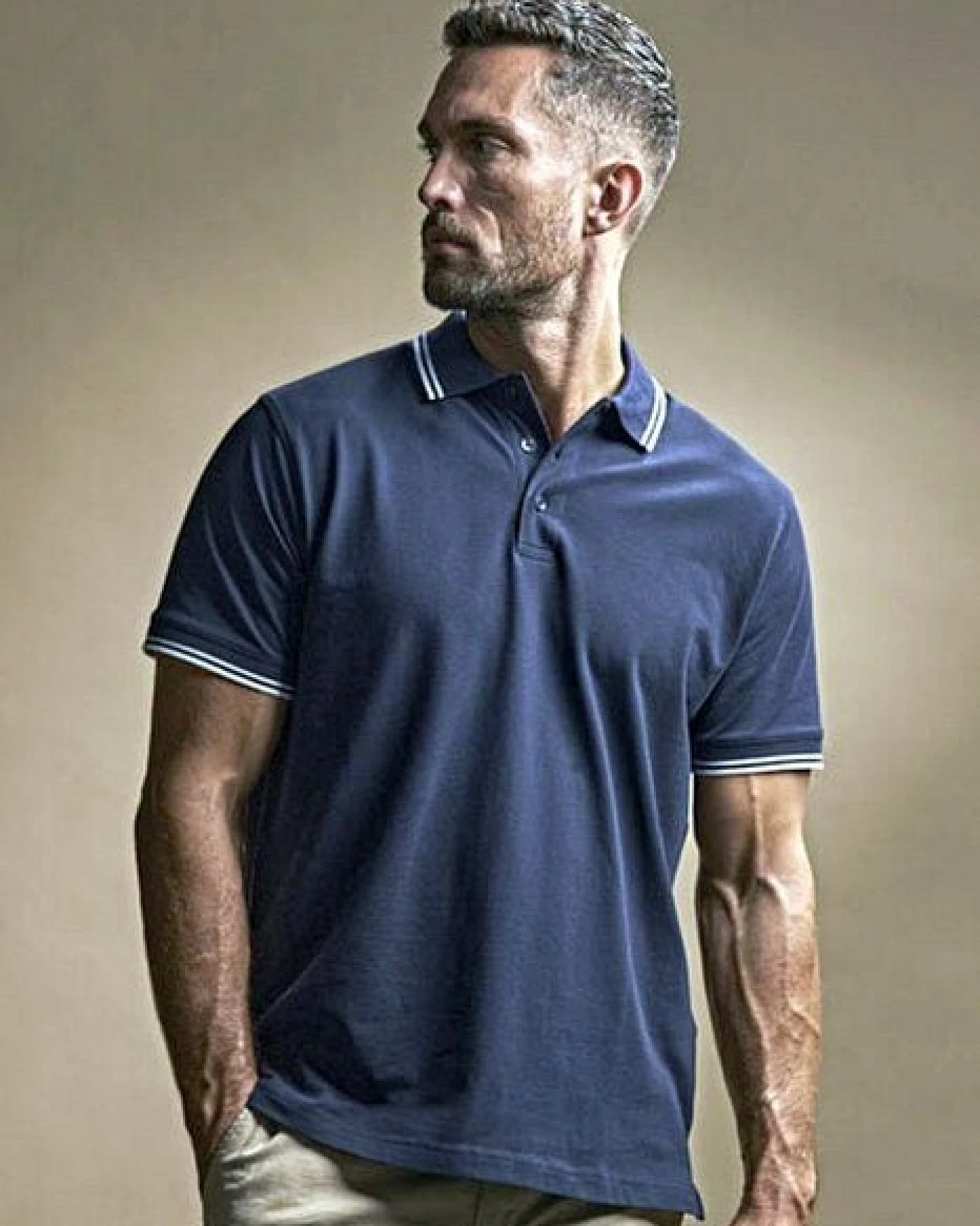 TeeJays Herren Men Stretch Polo Shirt Kurzarm Zweifarbig – Ansicht 2