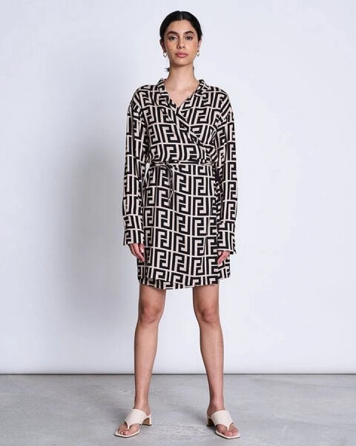 JAN N JUNE Wickelkleid OFELIA Meander Print