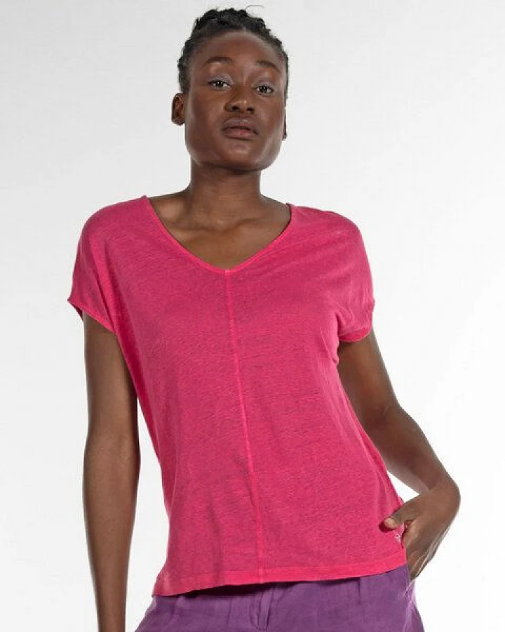 Alma & Lovis V-Neck Shirt im Loose-Fit aus reinem Leinen