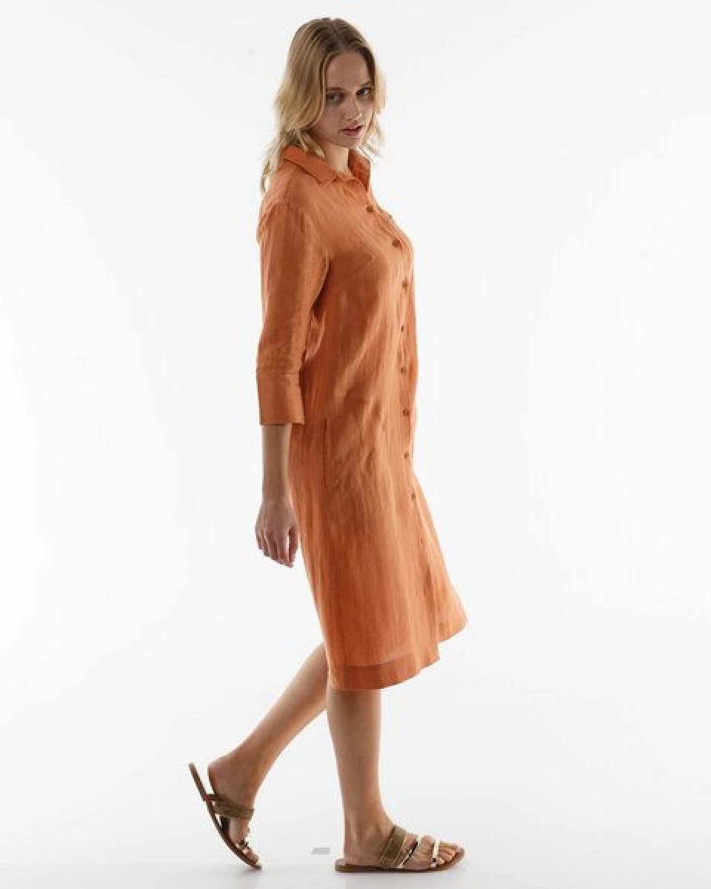 Alma & Lovis Maxi-Kleid im Hemdblusenstil aus reinem Leinen – Ansicht 2