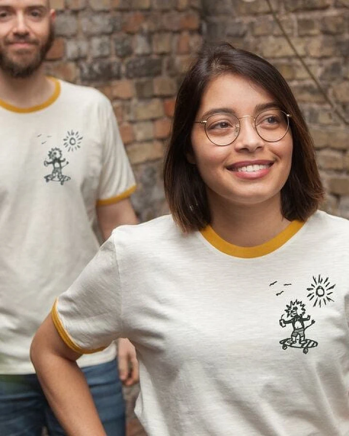 Leon Leo Longboard - päfjes Ringer Unisex T-Shirt - Fair gehandelt aus Baumwolle (Bio) Slub