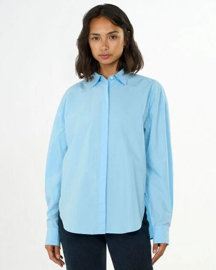 KnowledgeCotton Apparel Bluse - Boxy poplin shirt bright - aus Bio-Baumwolle