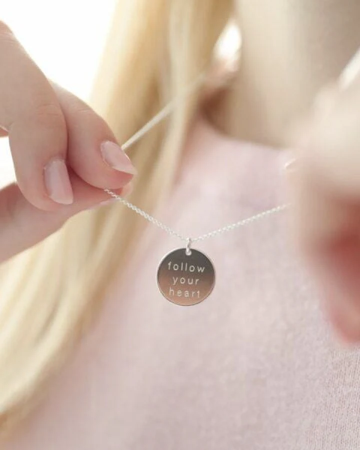 BELLYBIRD Jewellery Personalisierte Gravurkette - Plättchen, Spruch, 15,5 mm/ Silber/ Silber vergoldet
