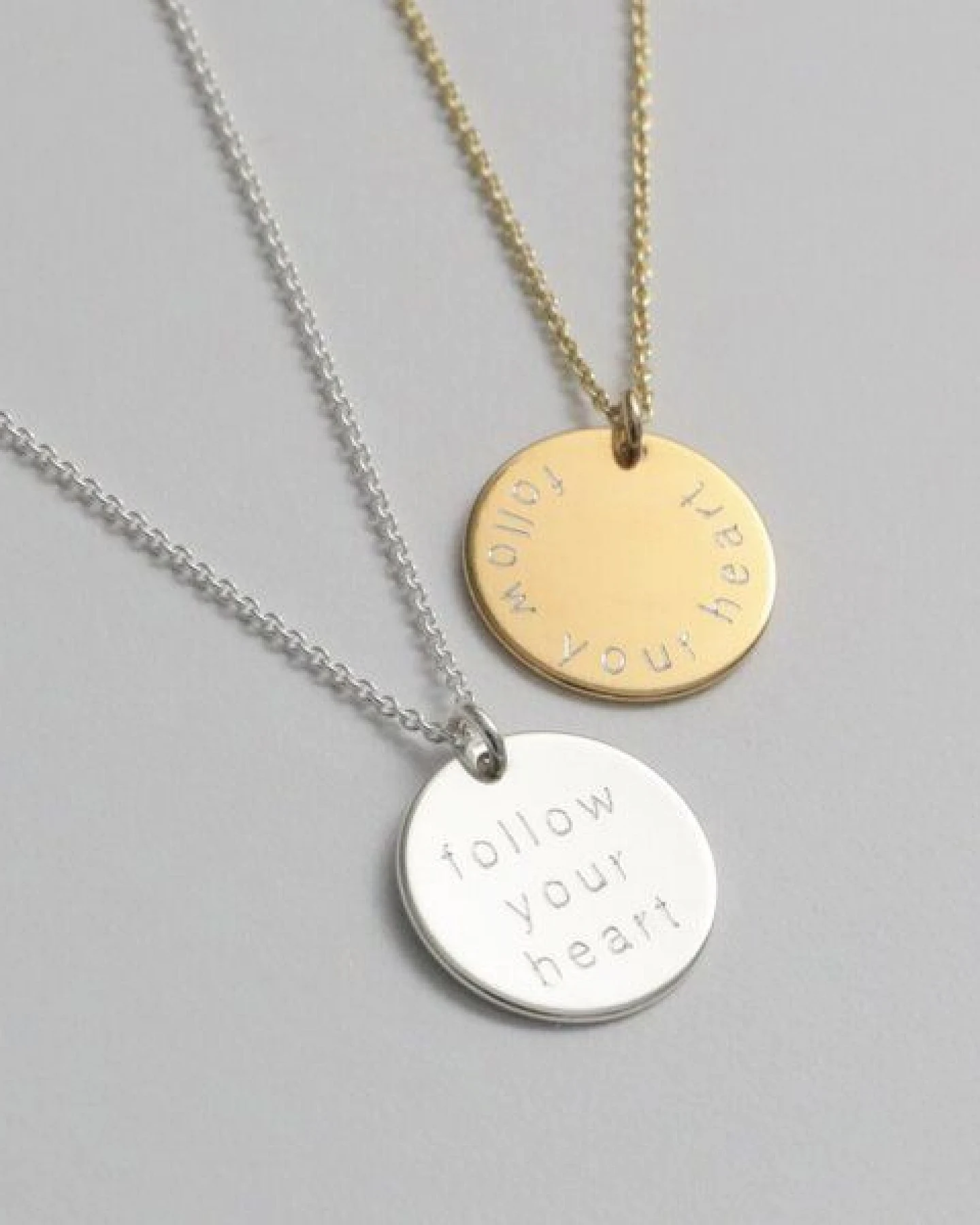 BELLYBIRD Jewellery Personalisierte Gravurkette - Plättchen, Spruch, 15,5 mm/ Silber/ Silber vergoldet – Ansicht 2